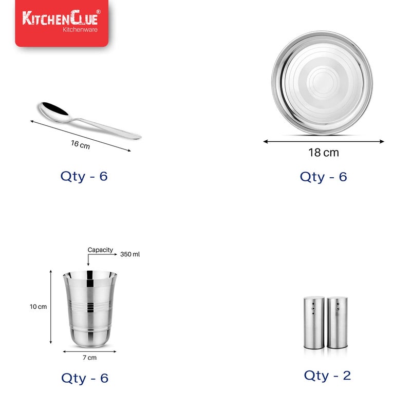 KITCHEN CLUE Heavy Guage Quality Stainless Steel Dinner Set 50 Pieces 100 Food Grade Quality Beautifully Design with Silver Touch Finish Which Makes It Exclusive Highly Durable - Image 5
