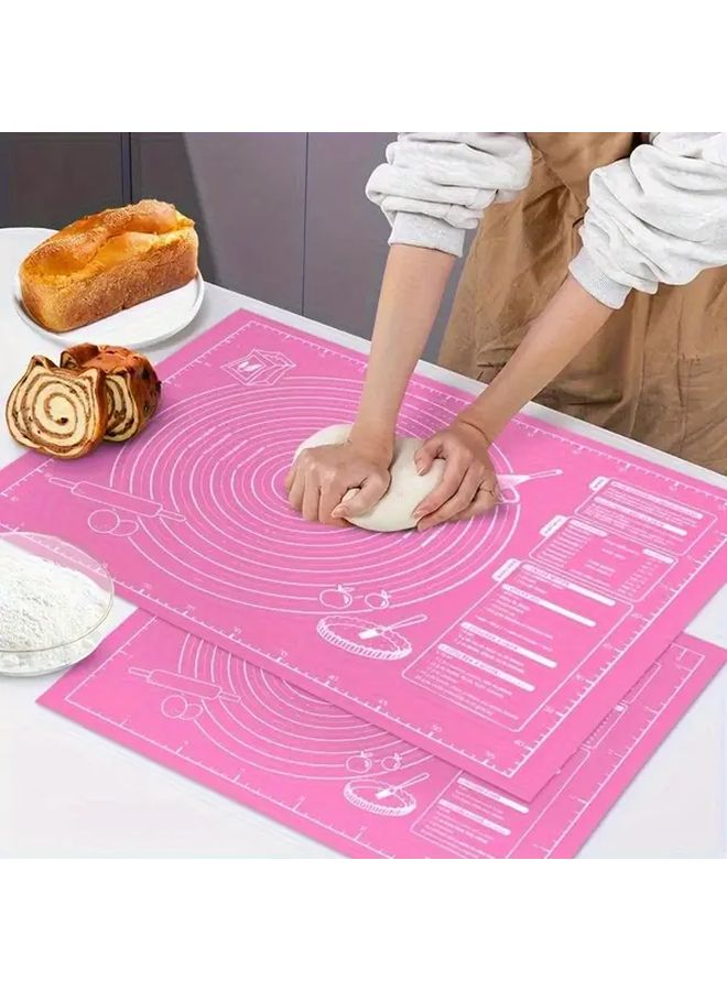 Pink Foldable Non Slip Dough Kneading Mat Kitchen Baking Tool Rolling Station - Image 3