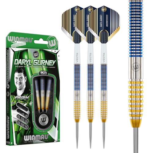Winmau Darts Professional Player Daryl Gurney SC 10 Series 23g 90 Tungsten Steel Tip Darts Set with Dart Flights and Dart Shafts Stems - Image 1