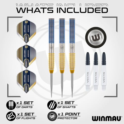 Winmau Darts Professional Player Daryl Gurney SC 10 Series 23g 90 Tungsten Steel Tip Darts Set with Dart Flights and Dart Shafts Stems - Image 3