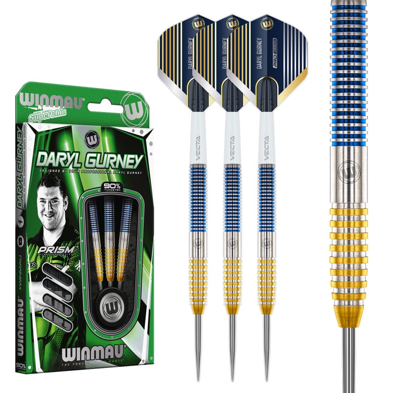 Winmau Darts Professional Player Daryl Gurney SC 10 Series 23g 90 Tungsten Steel Tip Darts Set with Dart Flights and Dart Shafts Stems - Image 2