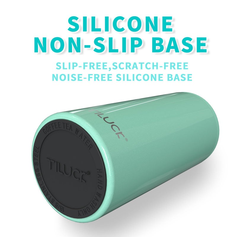 TILUCK Skinny Can Cooler for Slim Beer & Hard Seltzer, Stainless Steel, Doucle-Walled Stainless Steel Insulated Slim Cans, Standard 12 oz (Glitter Aqua) - Image 4