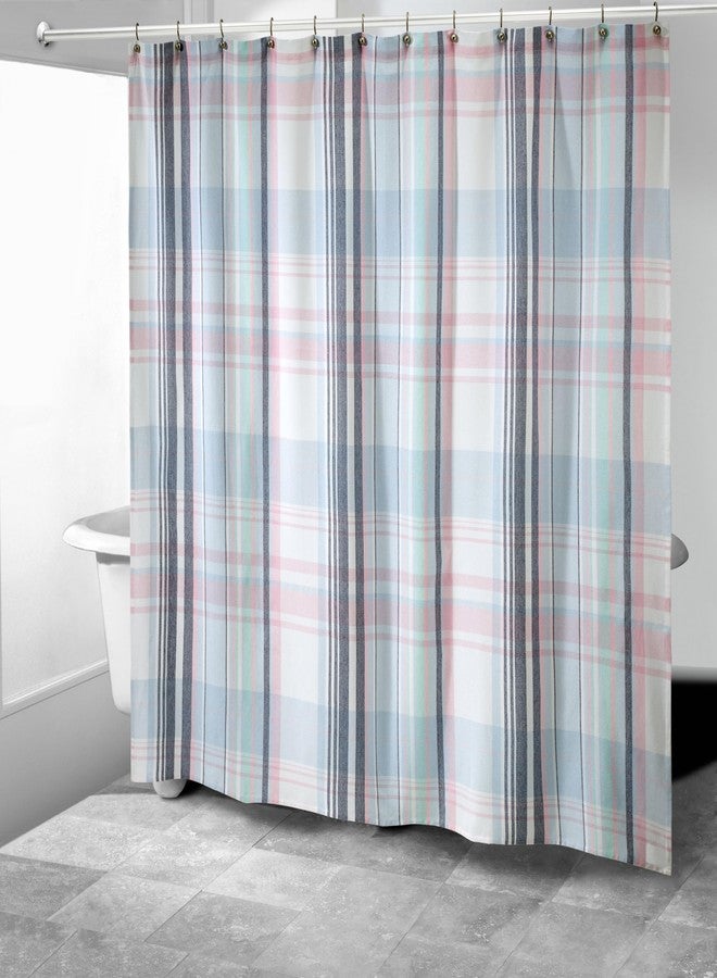 IZOD - Shower Curtain, Twill Fabric Curtain, Plaid Design Bath Decor, Dorm Room Essentials (Heritage Collection, 72") - Image 1