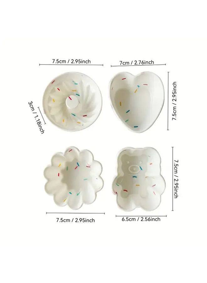 4Pcs Silicone Cupcake Molds Non Stick Reusable Baking Cups Gummy Bear Twist Cup Heart Shape Flowers Muffin Pans for Home Kitchen Oil Resistant Dessert Cups Birthday Parties Holiday Baking High Temperature Resistant Baking Accessories - Image 4