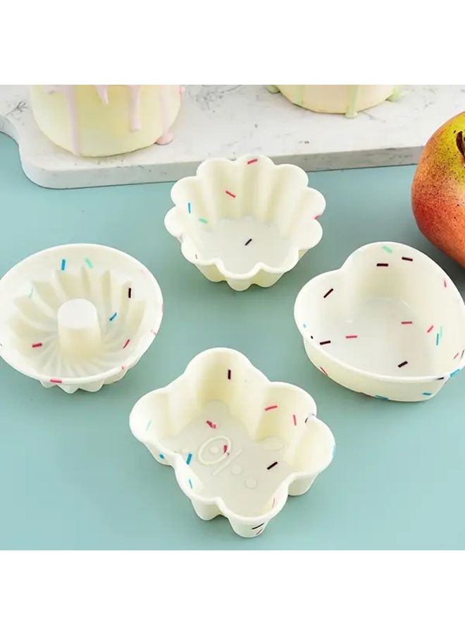 4Pcs Silicone Cupcake Molds Non Stick Reusable Baking Cups Gummy Bear Twist Cup Heart Shape Flowers Muffin Pans for Home Kitchen Oil Resistant Dessert Cups Birthday Parties Holiday Baking High Temperature Resistant Baking Accessories - Image 1