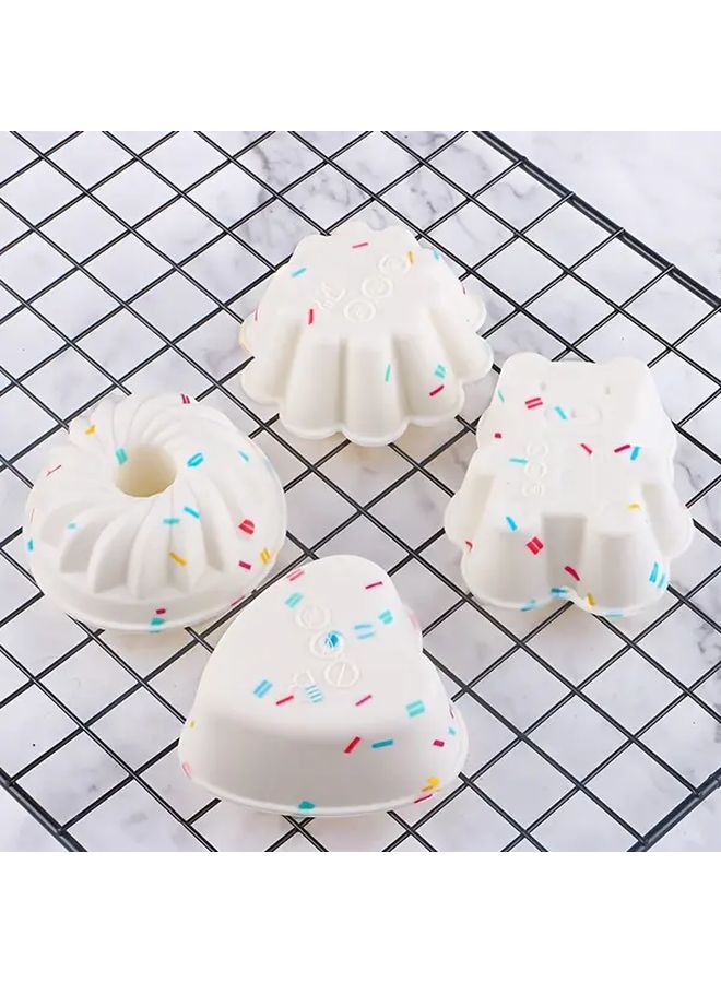 4Pcs Silicone Cupcake Molds Non Stick Reusable Baking Cups Gummy Bear Twist Cup Heart Shape Flowers Muffin Pans for Home Kitchen Oil Resistant Dessert Cups Birthday Parties Holiday Baking High Temperature Resistant Baking Accessories - Image 5