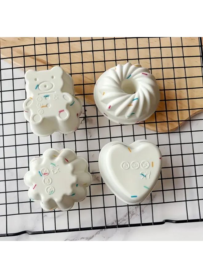4Pcs Silicone Cupcake Molds Non Stick Reusable Baking Cups Gummy Bear Twist Cup Heart Shape Flowers Muffin Pans for Home Kitchen Oil Resistant Dessert Cups Birthday Parties Holiday Baking High Temperature Resistant Baking Accessories - Image 3