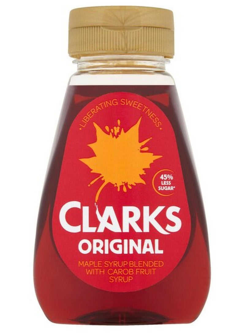clarks Original Maple Syrup Blended With Carob Fruit Syrup 45% Less Sugar Liberating Sweetness 180 ML
