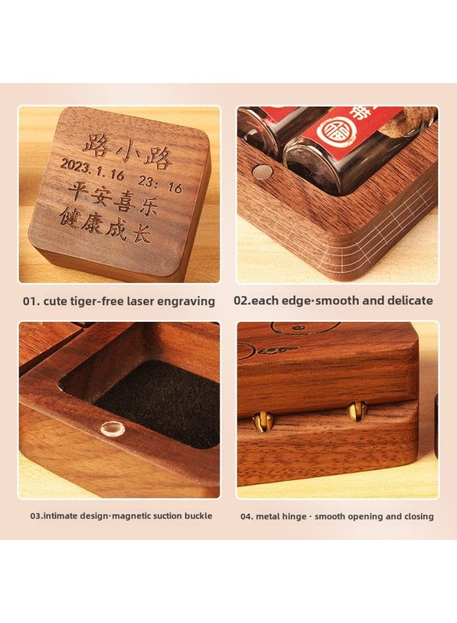 Umbilical Cord Collection Box Fetal Hair Souvenir Making Fetal Hair Preservation Bottle Baby Rabbit Navel Newborn Baby Storage-Specifications:Large Size - Walnut Square Box - Cute Snake - Fetal Hair Bottle With Umbilical Cord Bottle  - Image 5