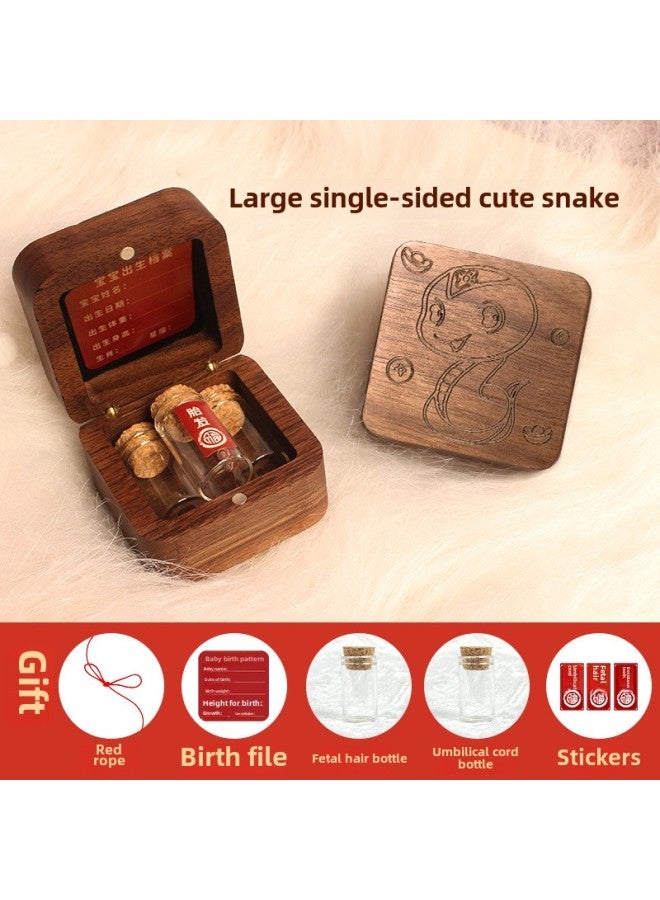 Umbilical Cord Collection Box Fetal Hair Souvenir Making Fetal Hair Preservation Bottle Baby Rabbit Navel Newborn Baby Storage-Specifications:Large Size - Walnut Square Box - Cute Snake - Fetal Hair Bottle With Umbilical Cord Bottle  - Image 1