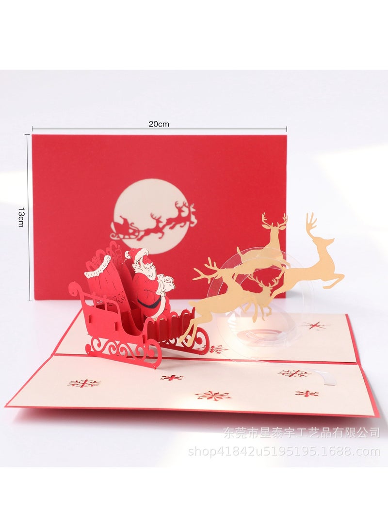 Generic 3D three-dimensional flying deer car blessing card greeting card creative gift 