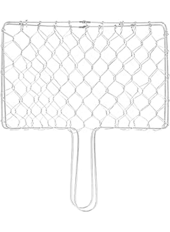 Portable Heat Resistant Iron Grill Basket 26x17cm for Outdoor BBQ Fish Meat - Image 1