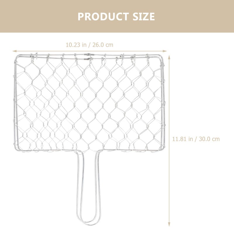Portable Heat Resistant Iron Grill Basket 26x17cm for Outdoor BBQ Fish Meat - Image 3