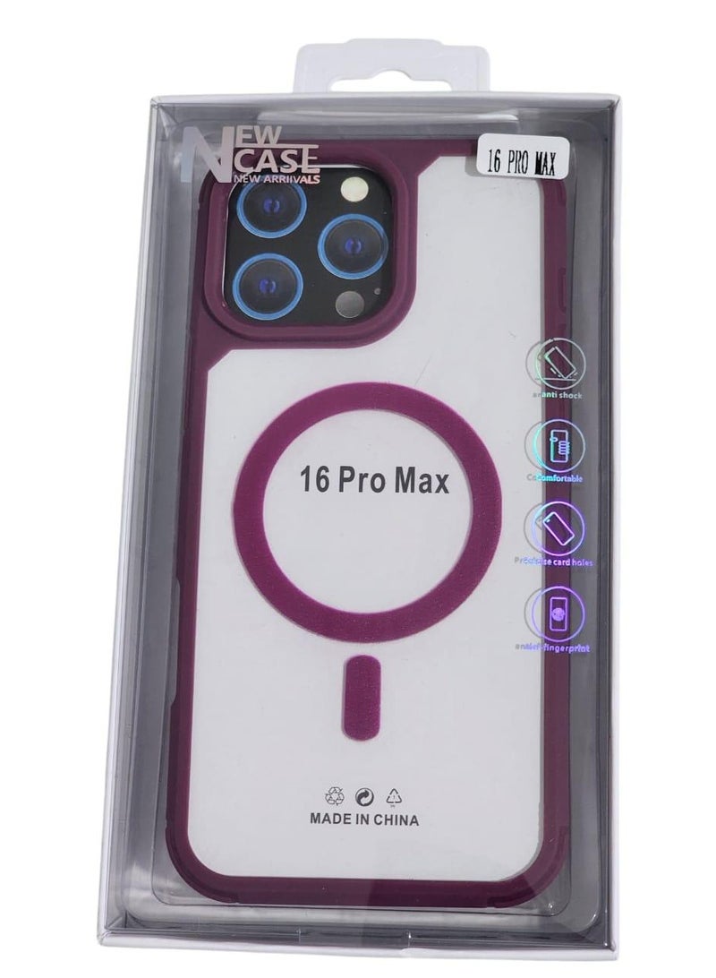 IPhone 16 Pro Max MagSafe Case With Colored Sides - Clear / Wine Red  - Image 3