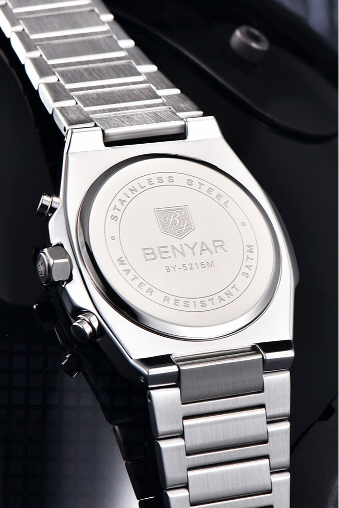 BENYAR Men's Quartz Watches Luxury Stainless Steel Waterproof Wrist Watch for Men Unique Design Sports Casual Watches,Blue - Image 4