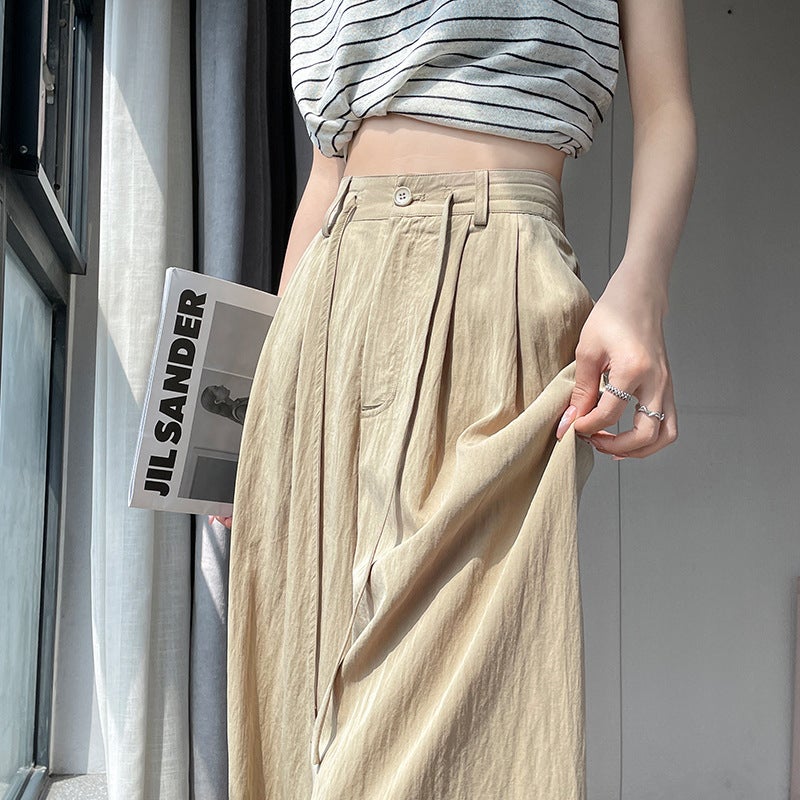 Ice Silk Quick-Drying Yamamoto Pants Women'S Summer Thin High Waist Loose Japanese Style Laid-Back Anti-Mosquito Sunscreen Cotton Linen Wide-Leg Pants - Image 2