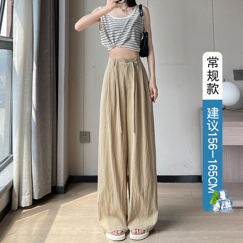 Ice Silk Quick-Drying Yamamoto Pants Women'S Summer Thin High Waist Loose Japanese Style Laid-Back Anti-Mosquito Sunscreen Cotton Linen Wide-Leg Pants - Image 1