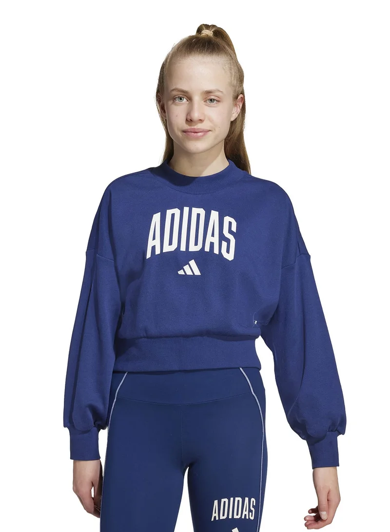 adidas سويت شيرت أزرق طويل الأكمام للأطفال