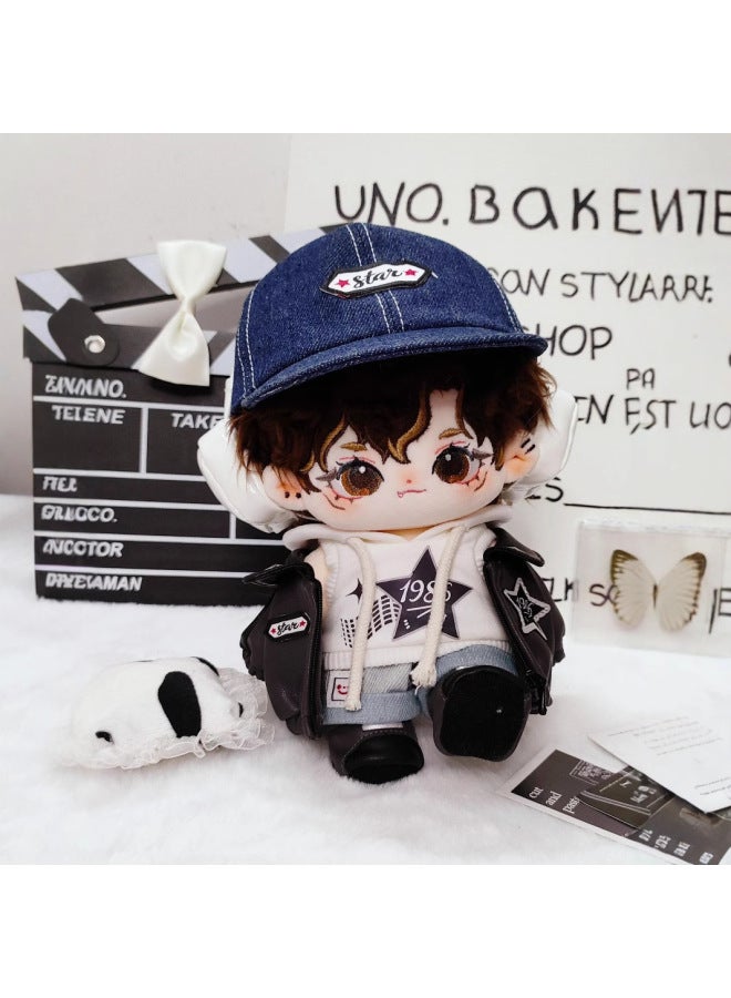 40cm Cotton Doll Clothes Jazz Dj Clothes Sitting Posture Doll Clothes 20cm Doll Cute Casual Suit-Specifications:40cm Sitting Baby Clothes (without Doll)-Color:Jazz Dj Four-point Set (hat + Sweatshirt + Shorts + Shoes)  - Image 3