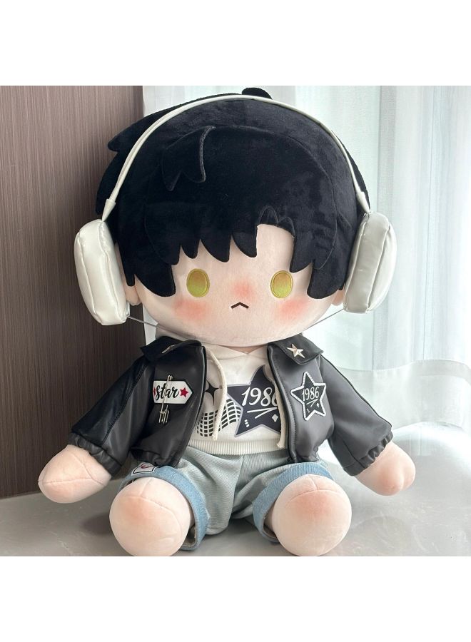 40cm Cotton Doll Clothes Jazz Dj Clothes Sitting Posture Doll Clothes 20cm Doll Cute Casual Suit-Specifications:40cm Sitting Baby Clothes (without Doll)-Color:Jazz Dj Four-point Set (hat + Sweatshirt + Shorts + Shoes)  - Image 2