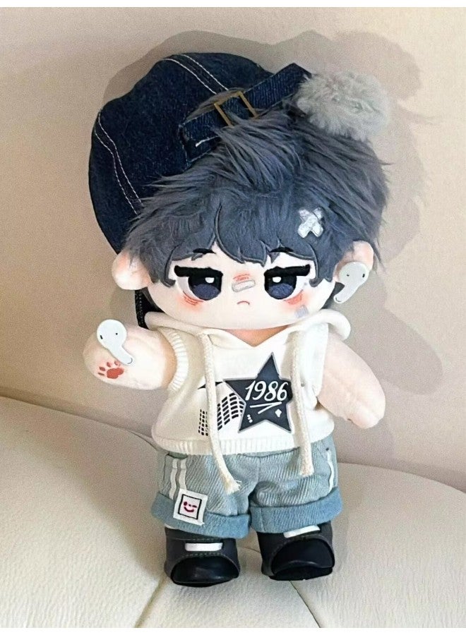 40cm Cotton Doll Clothes Jazz Dj Clothes Sitting Posture Doll Clothes 20cm Doll Cute Casual Suit-Specifications:40cm Sitting Baby Clothes (without Doll)-Color:Jazz Dj Four-point Set (hat + Sweatshirt + Shorts + Shoes)  - Image 1