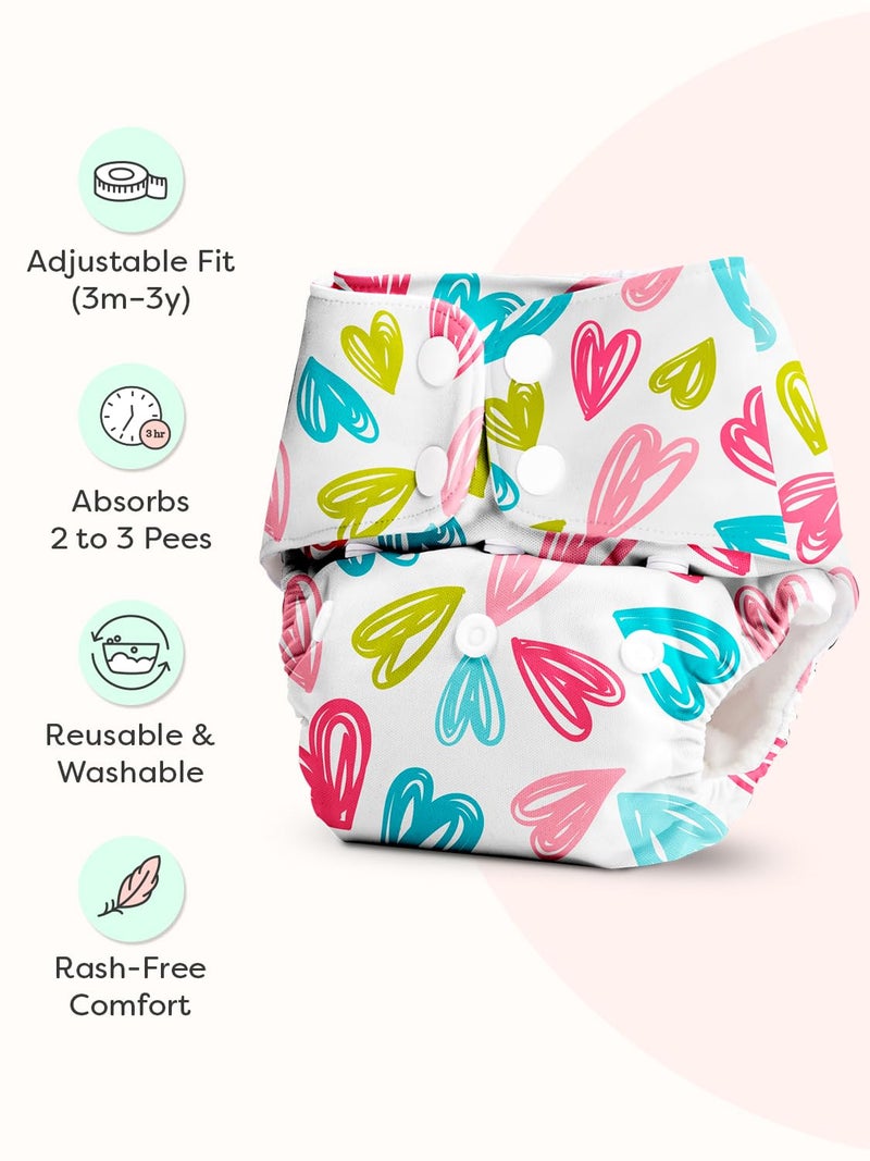 Superbottoms حفاضات قماش متقدمة مضادة للتسرب من سوبر بوتومز للأطفال، ماصة عالية 100% قطن، حزمة مكونة من 7 حفاضات قابلة لإعادة الاستخدام و7 وسادات إدخال قابلة للغسل، قابلة للتعديل من 3 أشهر إلى 3 سنوات، تقلل من الطفح الجلدي - Image 3