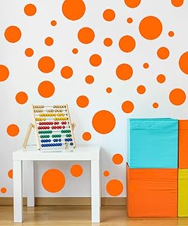 Create-A-Mural Polka Dot Wall Stickers, Wall Decor Stickers, Wall Dots, Vinyl Circle Room Dot Decals (Orange) - Image 1