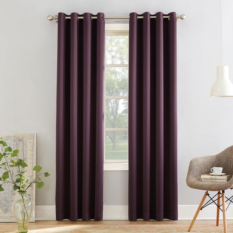 Sun Zero Barrow 2-Pack Energy Saving Grommet Curtain Panel Pair, Plum Purple, 54" W x 84" L (2 Panels) - Image 1