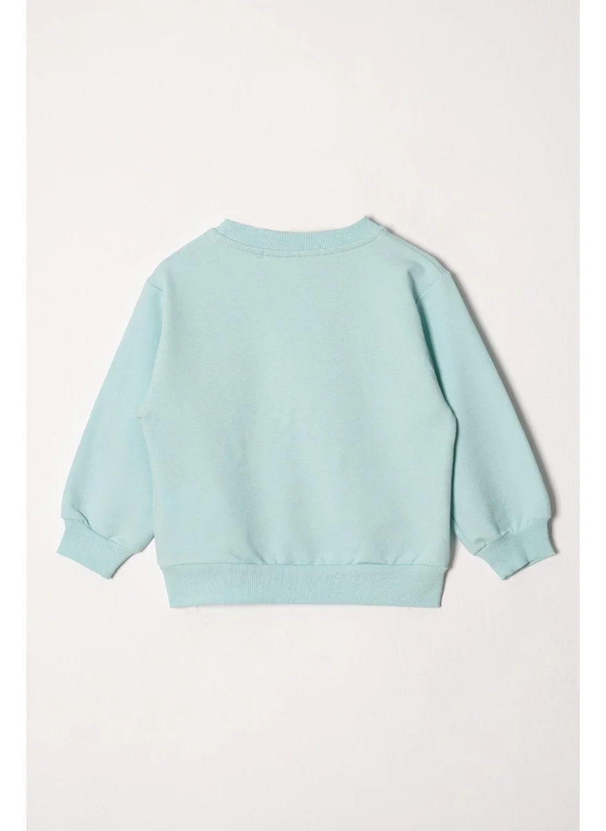 أكار Crew Neck Long Sleeve Daisy Embroidered Mint Color Girl Tracksuit