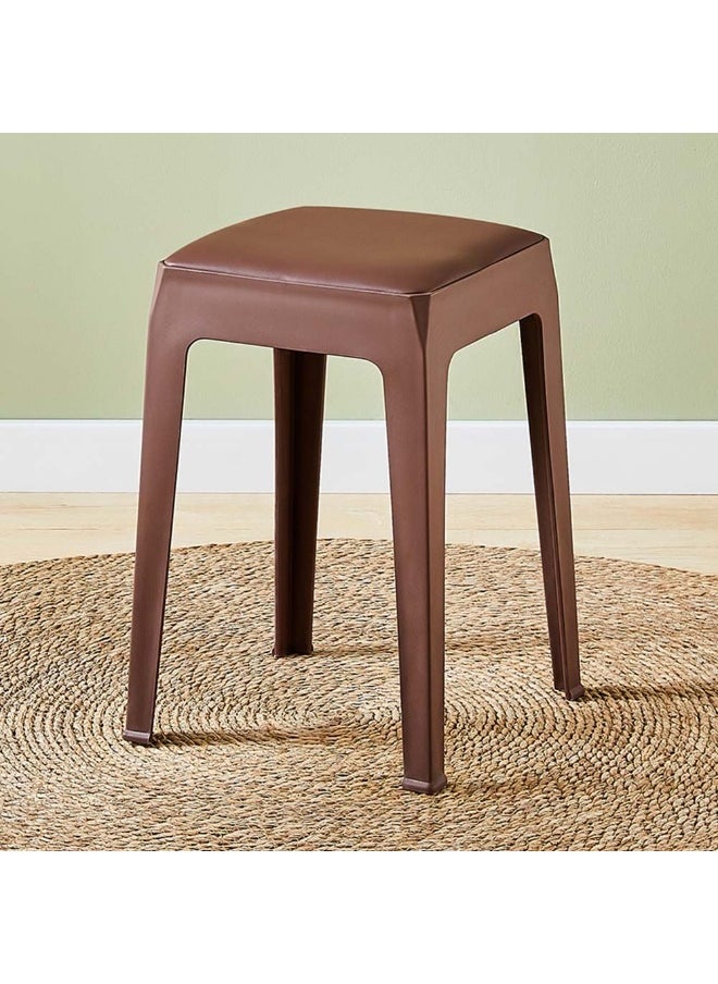 DANUBE HOME Nowata Stool Light Weight Single Backless Chair PP+PU Cushion Material Modern Design 1 Seater Chair For Living Room Dining Room Indoor Furniture L28xW28xH47cm -Brown 