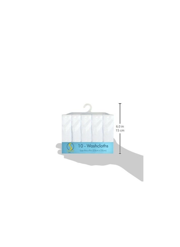 Spasilk Spasilk Washcloth Wipes Set for Newborn Boys and Girls, Soft Terry Washcloth Set, Pack of 10, White, (010-WTE)  - Image 2