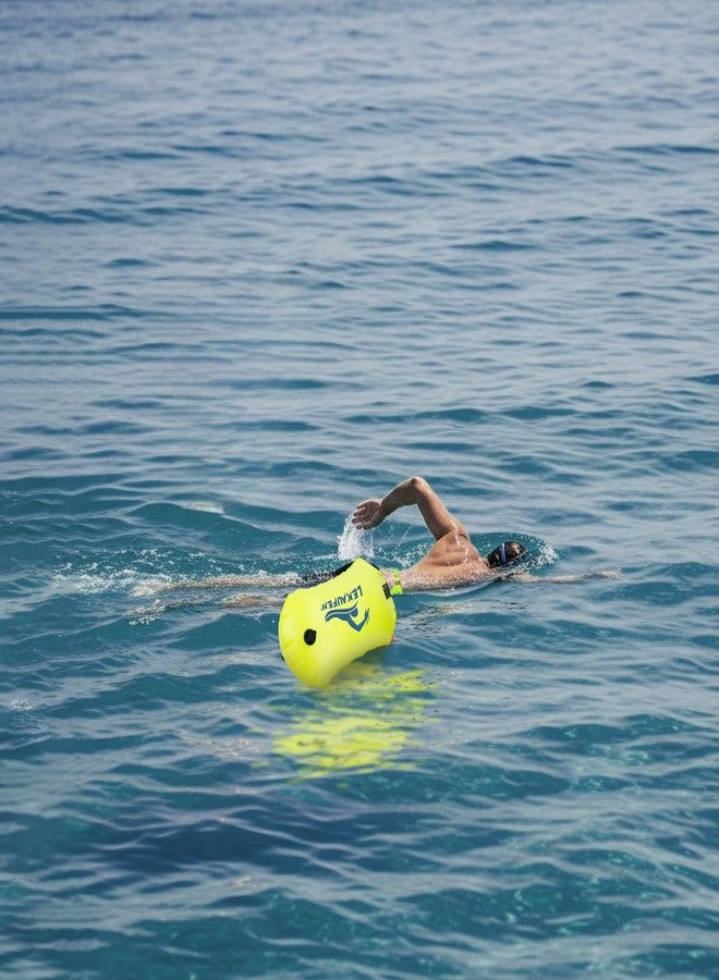 LeKaufen Swim Buoy for Open Water Swimmers – 28L Waterproof Dry Bag Tow Float with Dual Air Chambers, High Visibility Safety Bubble for Triathlon, Sea Swimming, Snorkeling – Adult Swim Trainer - Image 2