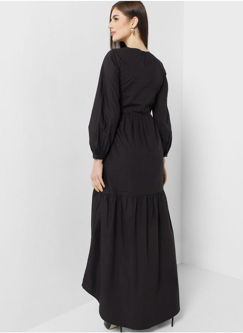 Khizana - Tiered Asymmetrical Hem Dress - Image 1