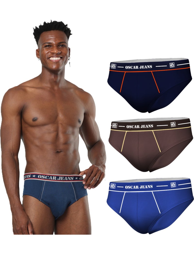 OSCAR JEANS - 100% Cotton Premium Mens Underwear Briefs Organic Soft Breathable Antibacterial Pack of 3 - Image 1