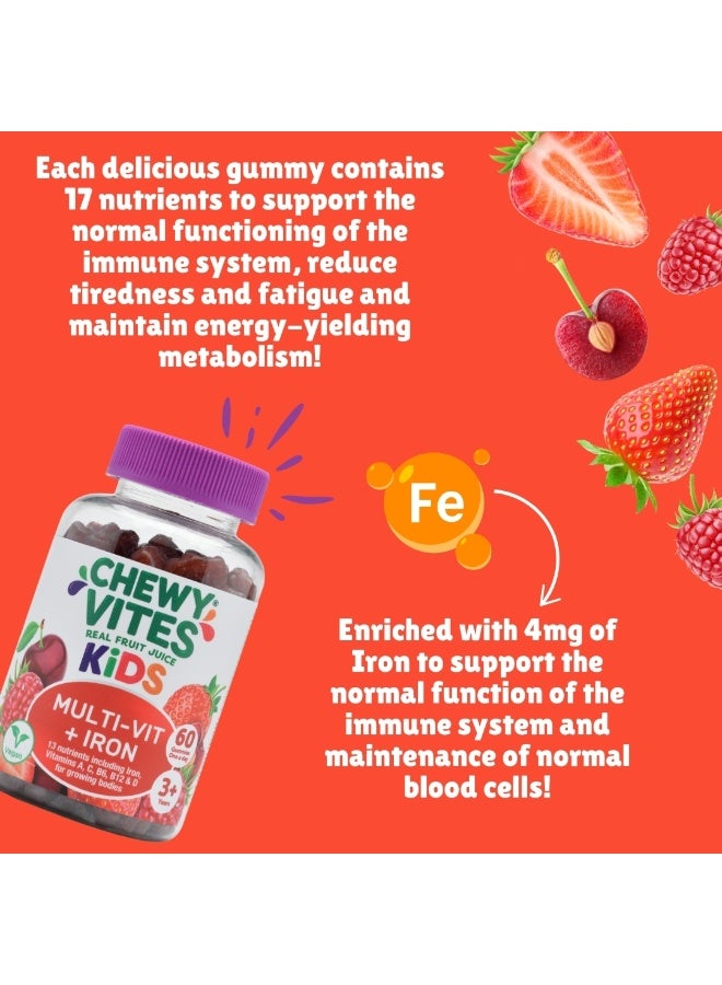 CHEWY VITES Kids Multi-Vitamin And Iron 60 Gummy 2 Months Supply Real Fruit Juice Berry Flavour 1-A-Day Vegan 3 Years + - Image 5