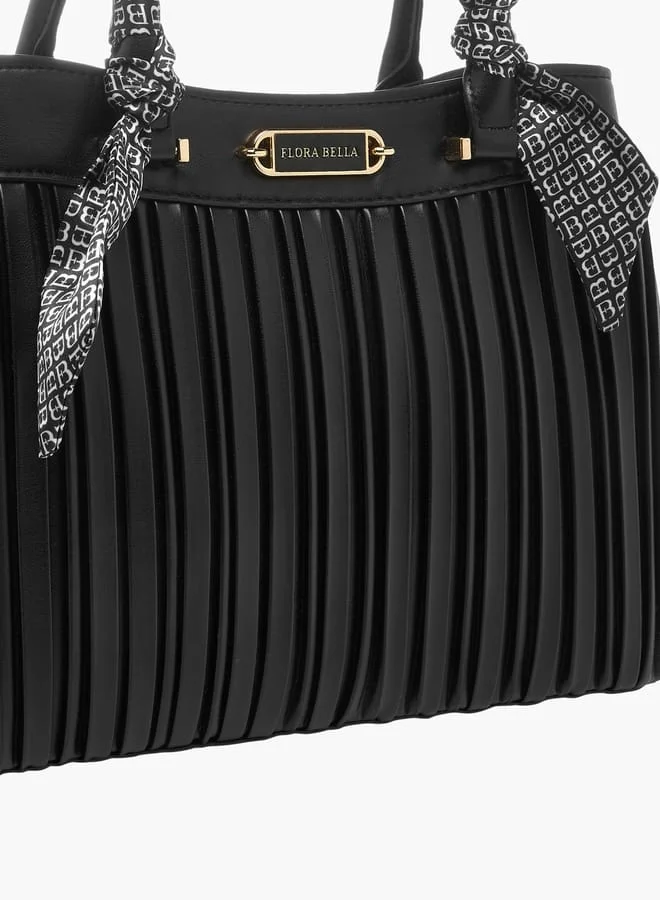 Flora Bella By Shoexpress Women Pleated Tote Bag with Detachable Strap and Zip Closure