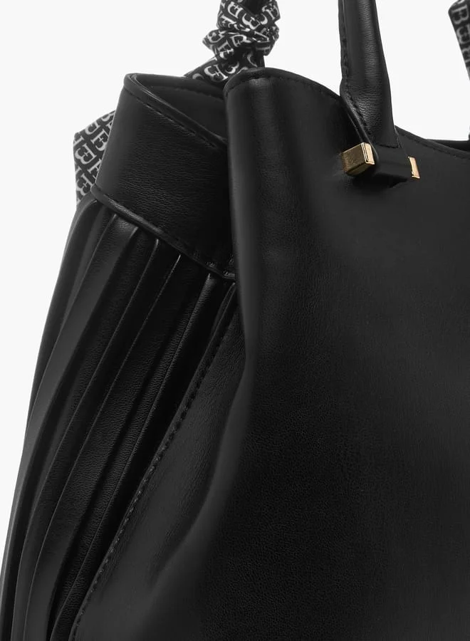 Flora Bella By Shoexpress Women Pleated Tote Bag with Detachable Strap and Zip Closure