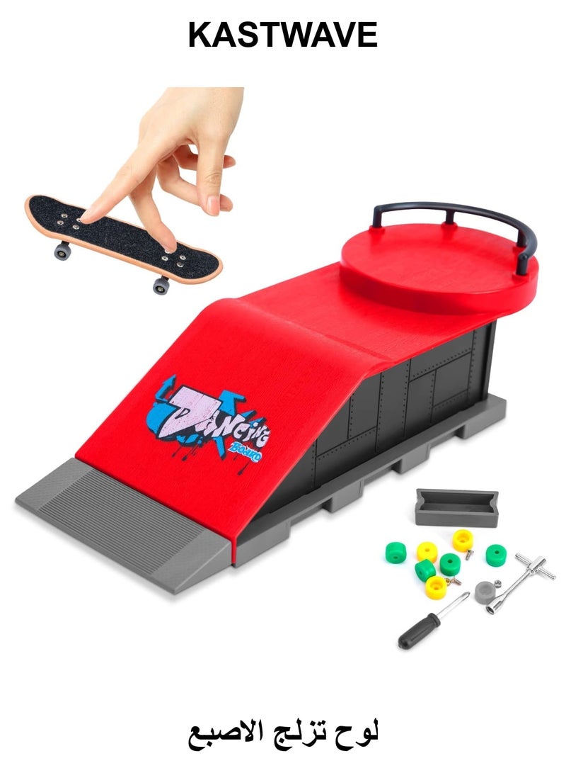 KASTWAVE Finger Skateboard Ramp Set, Mini Finger Skateboard and Ramp Accessories Set, Props Deck Track Ultimate Park Set, Ramps Fingerskate Toy Set for Kids Birthday Gift (D) - Image 1