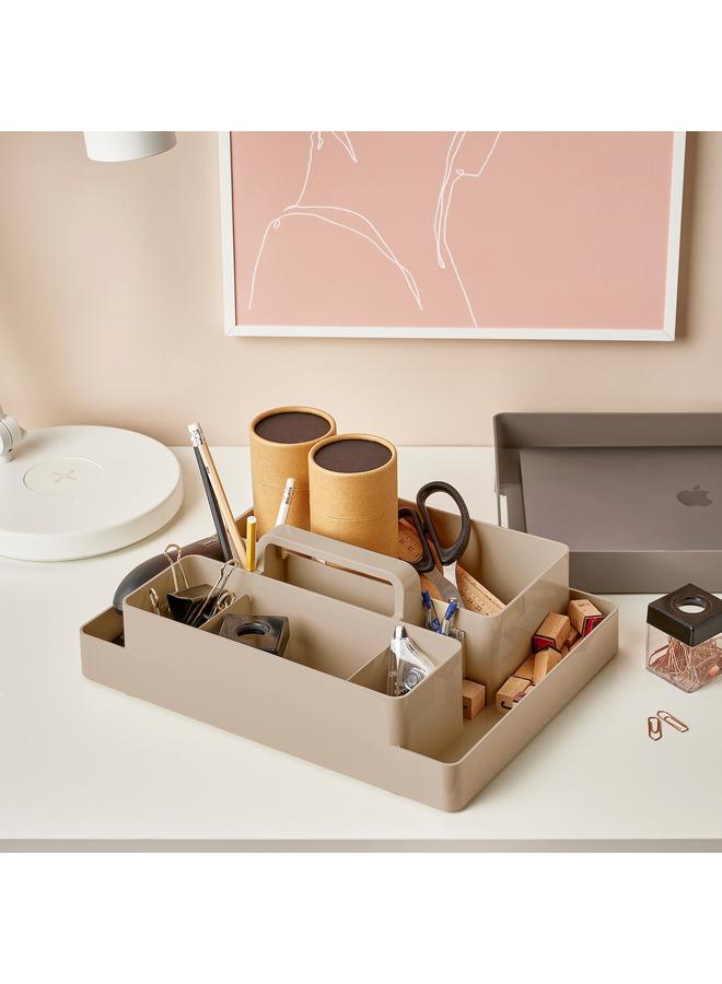 erorex Desk organiser set, 2 pieces, grey-beige/dark grey-beige, 26x35x16 cm - Image 4