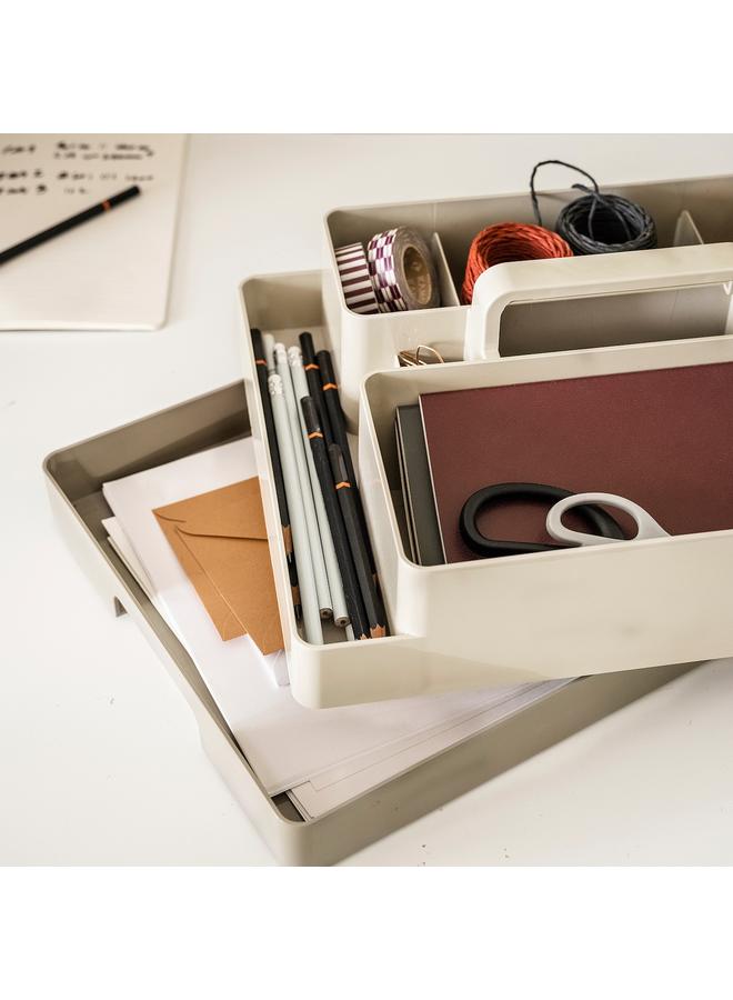 erorex Desk organiser set, 2 pieces, grey-beige/dark grey-beige, 26x35x16 cm - Image 3