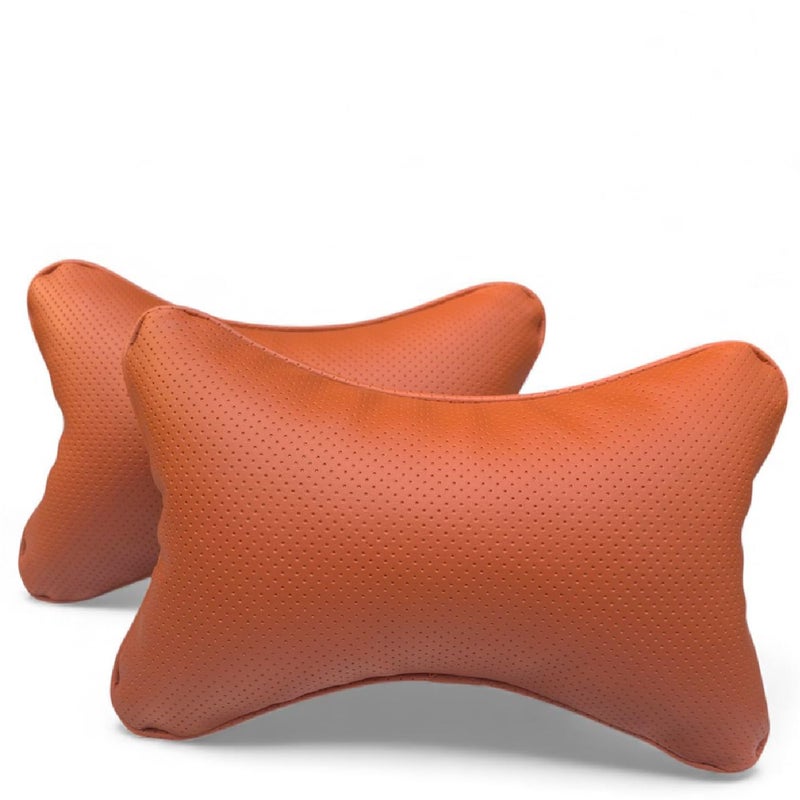AUTOUNIKO Velvet Soft car Neck Pillow for Travel, Travel Micro Fiber Rest Pillow/Cushion Set of Pillows Compatible with All Cars - Pack of 2 Pieces (Brown Pillow) - Image 1