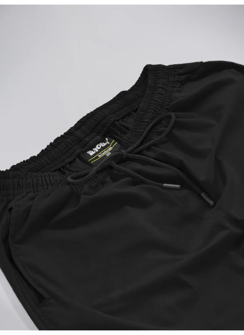 Beyoung Jet Black Cotton Cargo Joggers