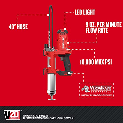 CRAFTSMAN V20 Grease Gun, Cordless, 40" Hose, 10,000 Max PSI, Bare Tool Only (CMCGG001B) - Image 2