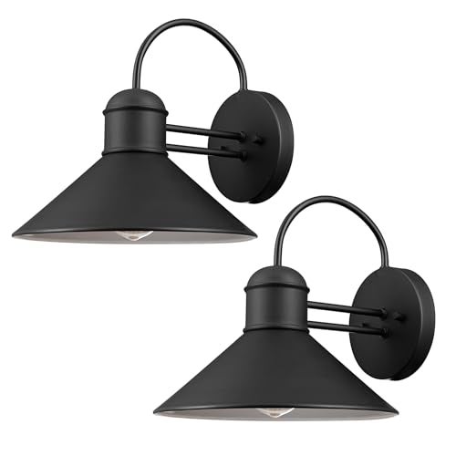 GLOBE Electric 44165 1-Light Outdoor Wall Sconce, 2-Pack, Black Finish, Weather Resistant, Exterior Lighting for House, Back Porch Lights, Front Patio Décor, Garage Fixture, Vintage - Image 1