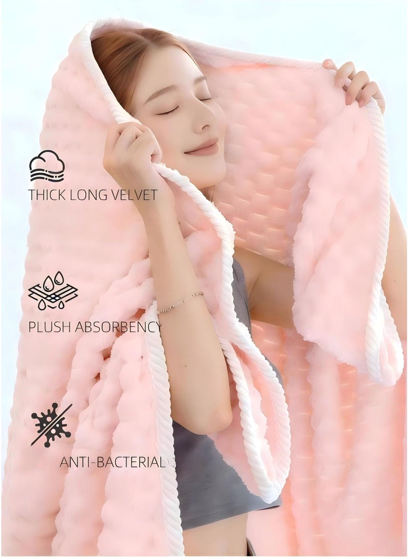 موكو منشفة الاستحمام كبيرة (90*170 سم)، مجموعة من المناشف - 3 قطع تشمل (90*170 سم) منشفة استحمام، (35*75 سم) منشفة يد، (25*65 سم) غطاء استحمام، منشفة حمام فاخرة سريعة الجفاف وعالية الامتصاص، منشفة فندقية ناعمة ورفيعة للاستحمام والمنتجع، مجموعة من المناشف ناعمة ورفيعة، عالية الامتصاص، باللون الوردي، منشفة استحمام 90*170 سم، منشفة استحمام للنساء، منشفة استحمام للسيدات - Image 4