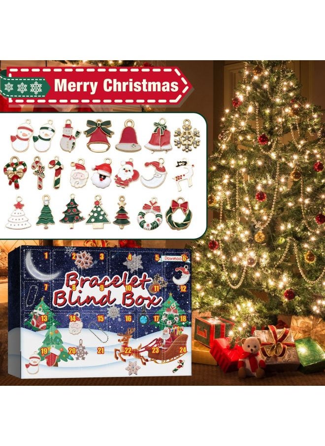 Dowmoo Advent Calendar DIY Bracelet Blind Box Countdown 24 Grid Calendar Surprise Bell Accessories Blind Box-Color:Calendar Bracelet Blind Box