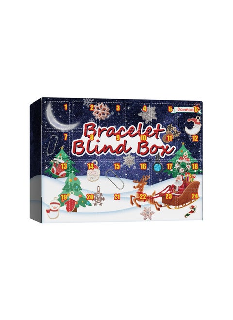 Dowmoo Advent Calendar DIY Bracelet Blind Box Countdown 24 Grid Calendar Surprise Bell Accessories Blind Box-Color:Calendar Bracelet Blind Box
