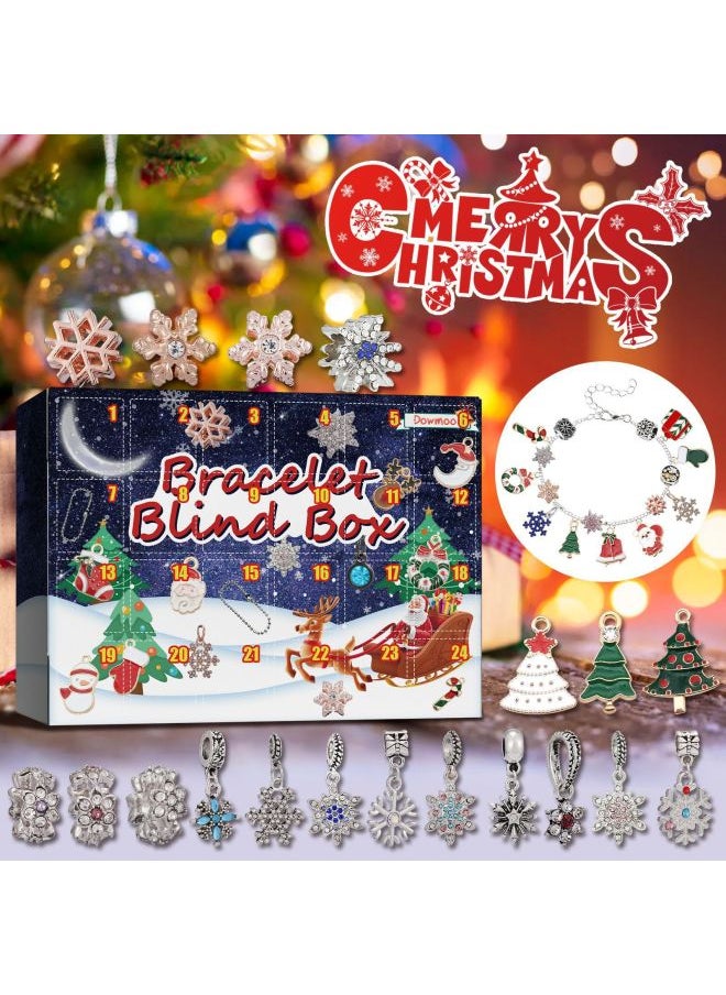 Dowmoo Advent Calendar DIY Bracelet Blind Box Countdown 24 Grid Calendar Surprise Bell Accessories Blind Box-Color:Calendar Bracelet Blind Box