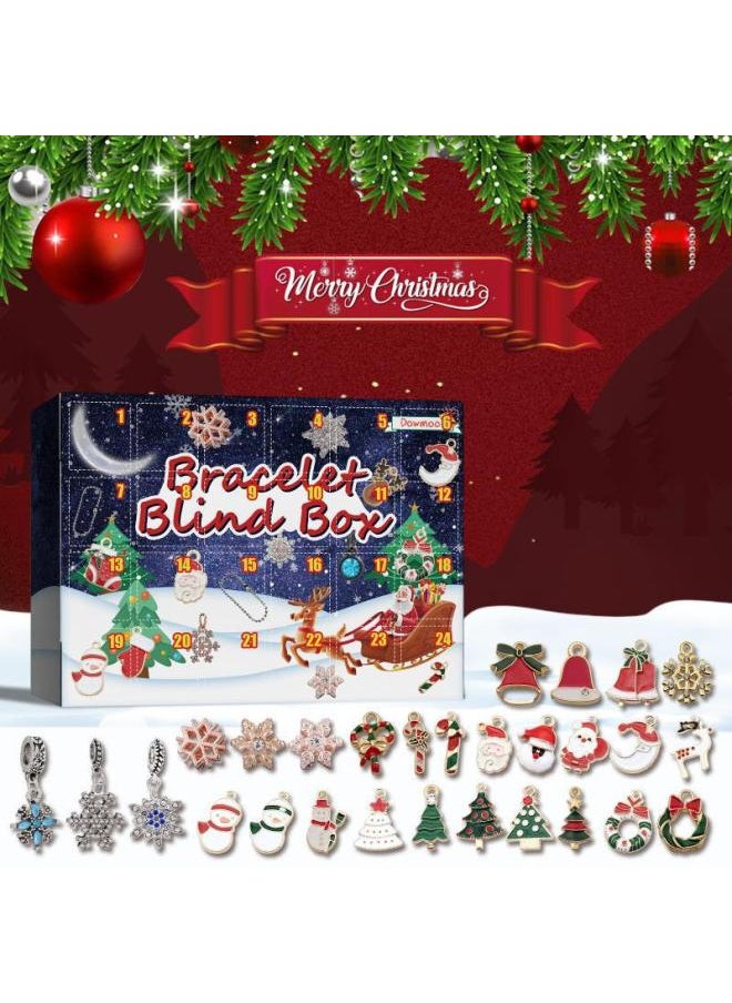 Dowmoo Advent Calendar DIY Bracelet Blind Box Countdown 24 Grid Calendar Surprise Bell Accessories Blind Box-Color:Calendar Bracelet Blind Box