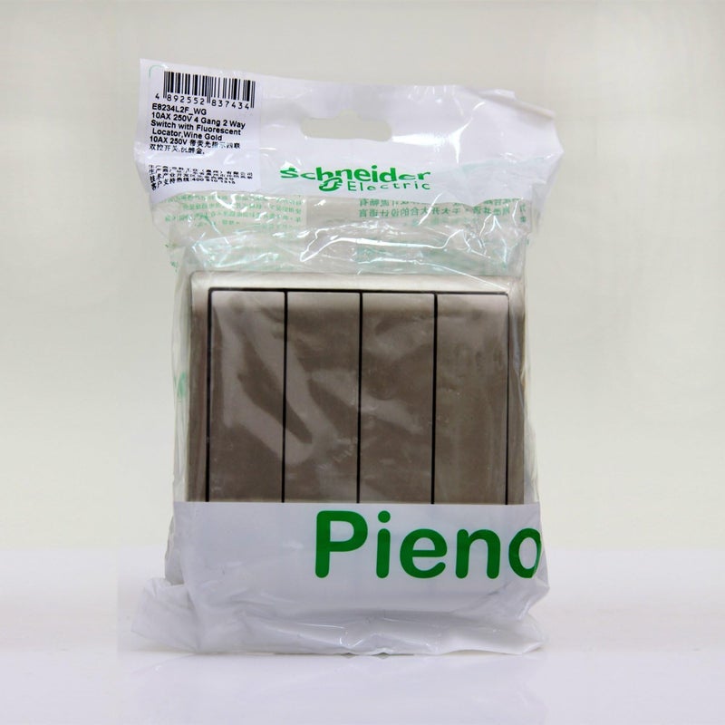 Schneider Electric Pieno 4 Gang 2 Way Switch - Wine Gold - Image 5